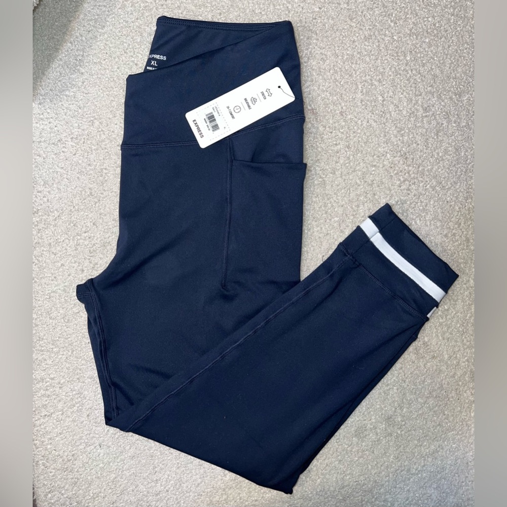 NWT Express Navy Leggings with White Accents